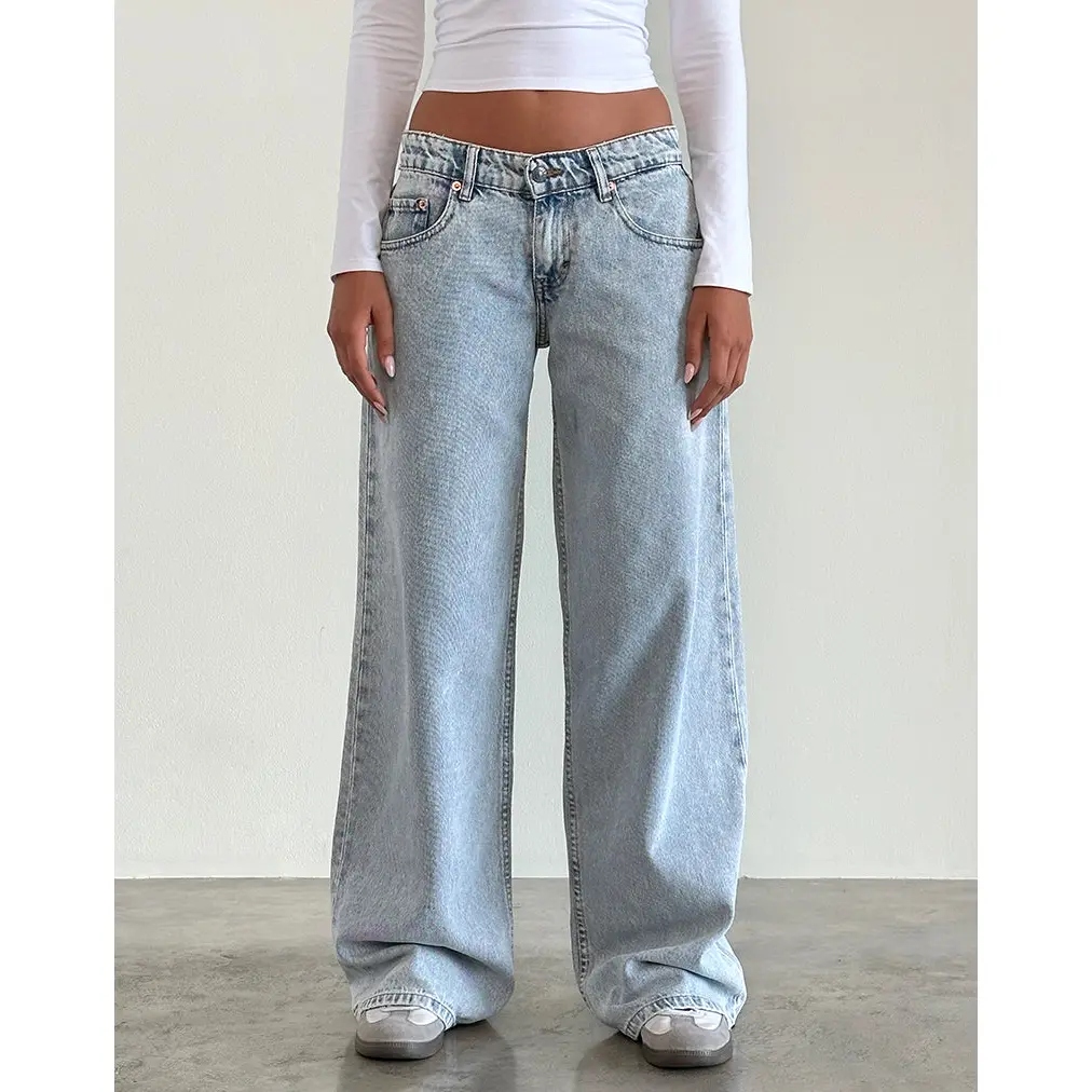 MOTEL Low Rise Roomy Jeans in 80's Light Wash Blue