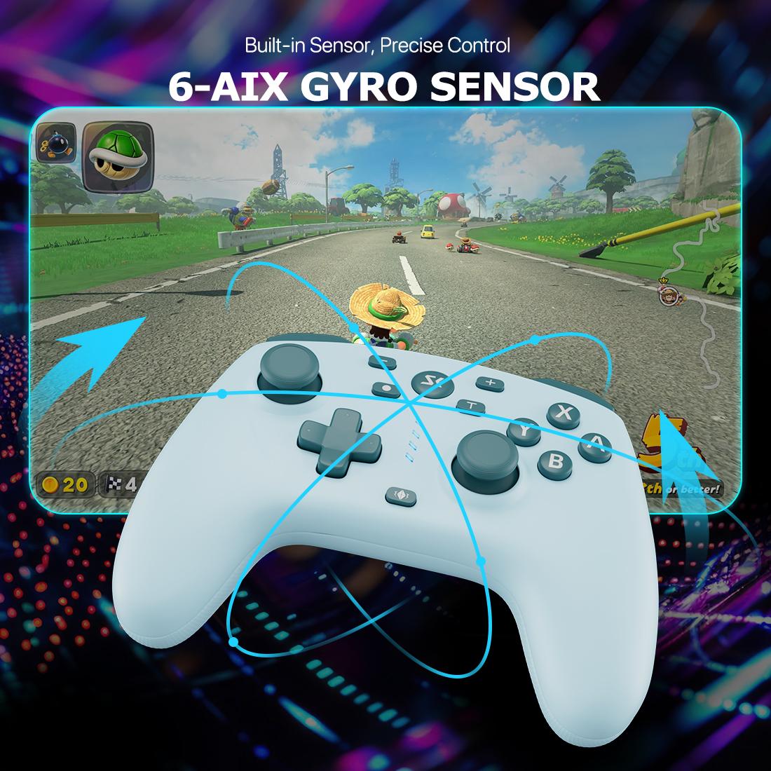 Wireless Gaming Controller for PC, Switch/Switch 2, iOS, Android, With 2.4G Adapter, Hall Effect Stick & Trigger, Back Paddles, Turbo Mode, No Stick Drift, Lake Blue AG46