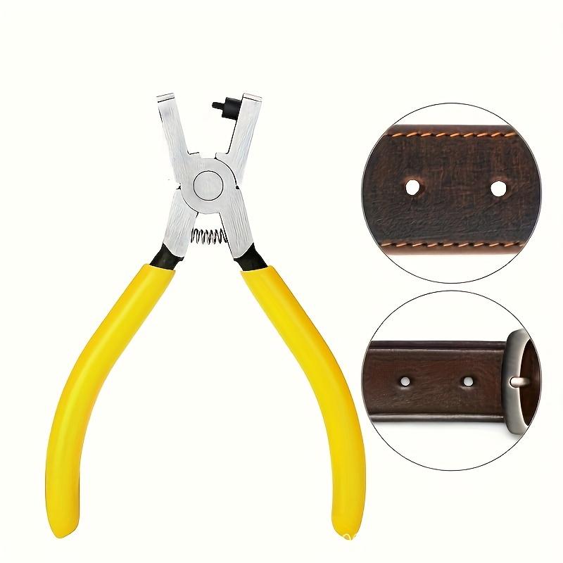 1pc Tungsten Steel Leather Hole Punch Pliers, 2.0mm Universal Hand Strap Punch Tool for Watch Bands, Belts, Dog Collars, DIY Crafts - Yellow