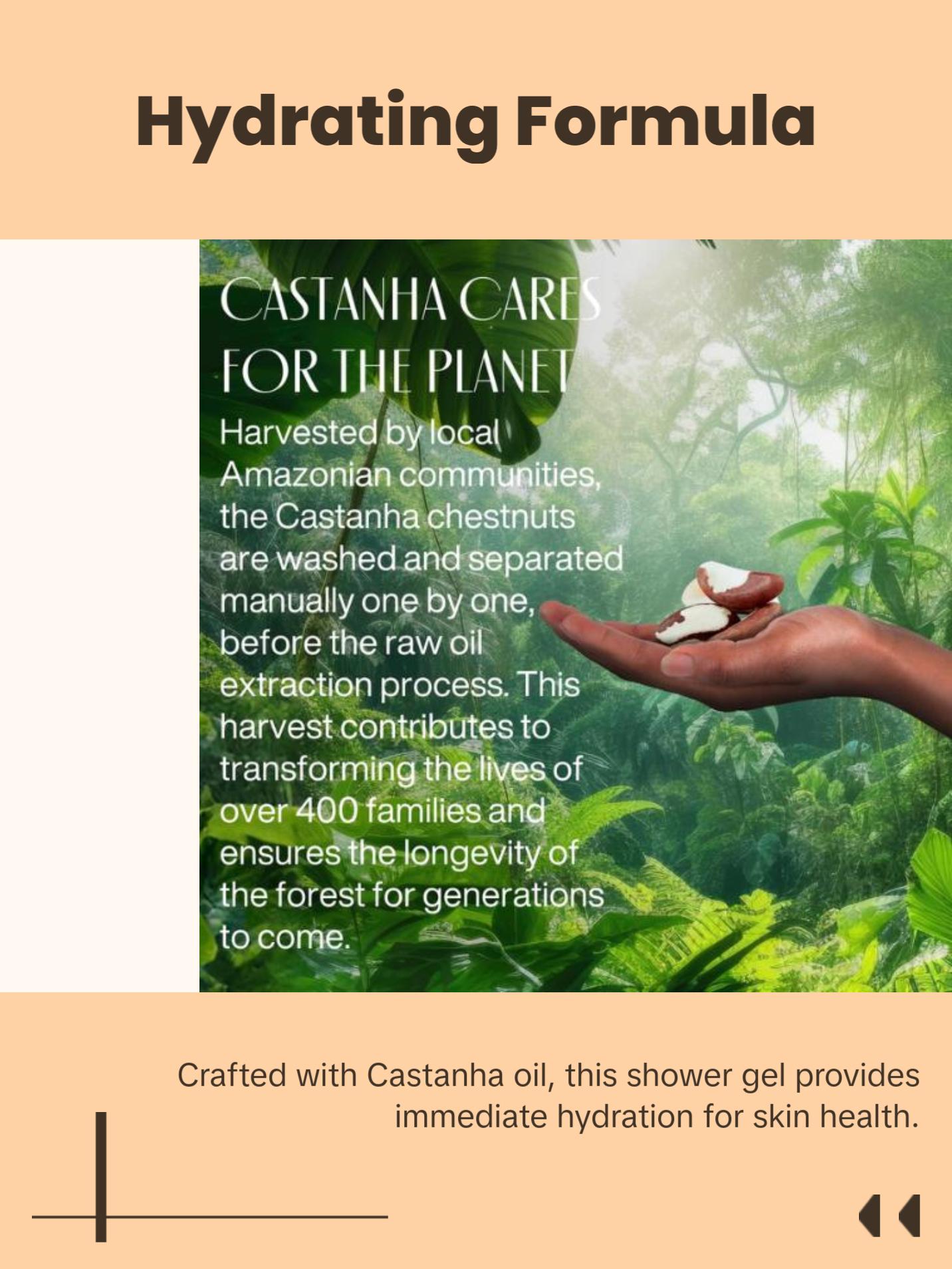 Natura Brazil Nut Creamy Shower Gel, Hydrating Vegan Body Wash Rich in Omega 6 & 9 6.5fl.oz