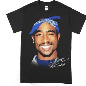 Vintage 90s 2pac Tupac Shakur Tshirt, Tupac Big Face Head Vintage Style Graphic Hip Hop T-Shirt, Retro Unisex Cotton Shirt B08 Casual Comfort 3WP