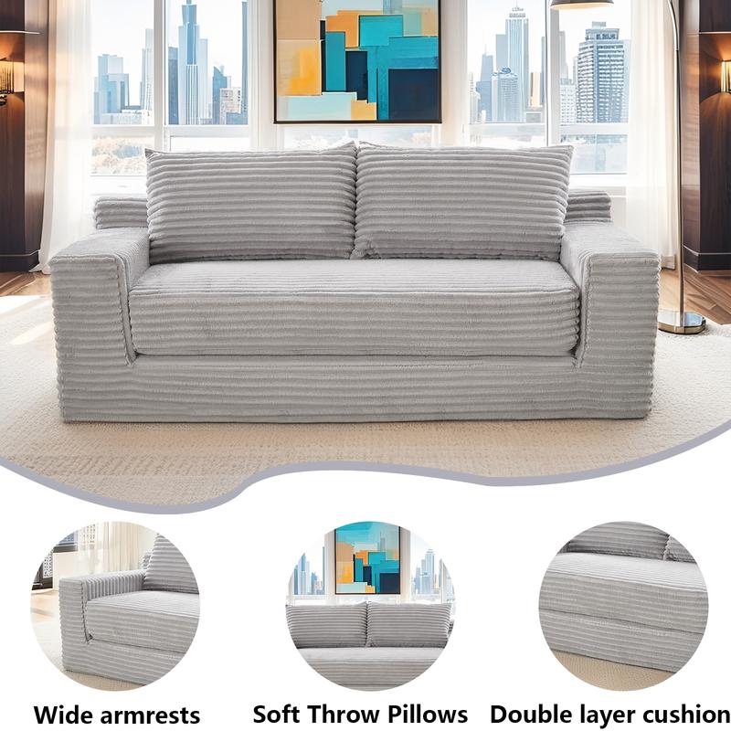 Boneless Cloud Sofa: 2-in-1 Convertible Loveseat with Memory Foam, Corduroy Couch in a Box, No Assembly Small Sofa for Living Room & Apartments