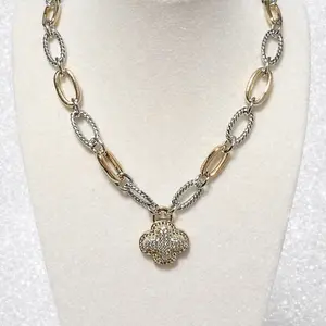 Two Toned Clover Necklace