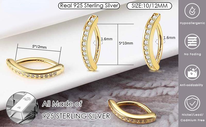 Fansilver 14G Clicker Belly Button Rings for WomenBelly Button Ring Curved CZ Reverse Clip-on Belly Button Ring Barbell Piercing Navel Body Piercing Jewelry 10/12mm