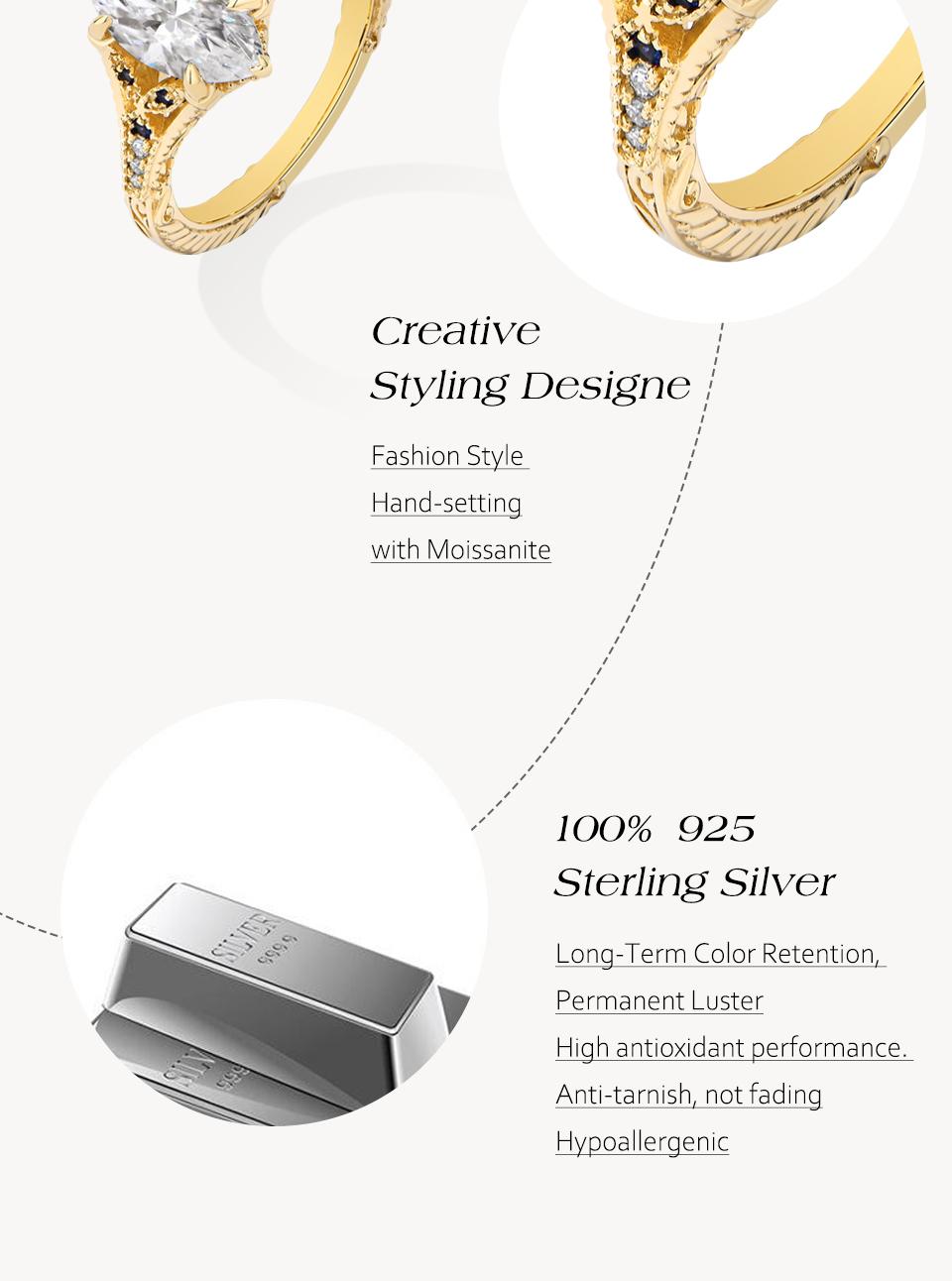 ATTAGEMS VVS1 Color Marquise Cut 2CT Lab-Created Moissanite Ring for Women 18k Gold Plated 925 Silver Engagement Wedding Luxury Rings Gift for Her Jewelry R326 SpringStatements ATTAGEMS VVS1 Color Marquise Cut 2CT Lab-Created Moissanite Ring for Women 18k Gold Plated 925 Silver Engagement Wedding Luxury Rings Gift for Her Jewelry R326 SpringStatements