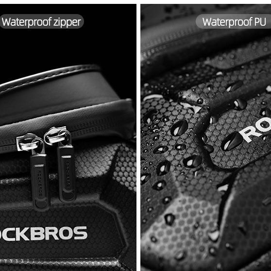 ROCKBROS Waterproof Bike Phone Mount Bag – EVA Hard Shell Bicycle Pouch with Rain Cover, Fits iPhone 14/13/12/11 Pro/XS Max/XR & Smartphones Up to 6.8” – Secure Cycling Accessory for Mountain & Road Bikes