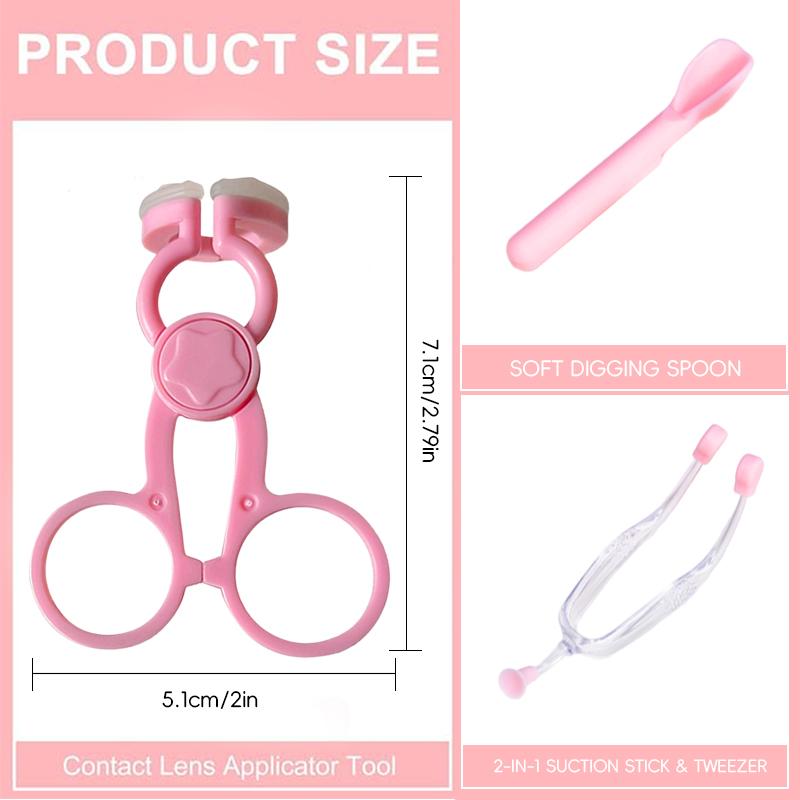 Daily Contact Lens Insertion & Removal Tool with Pink and White Components for Easy Use Applicator and Removal Device