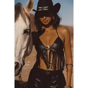 Mesa Black Fringe Bra Top