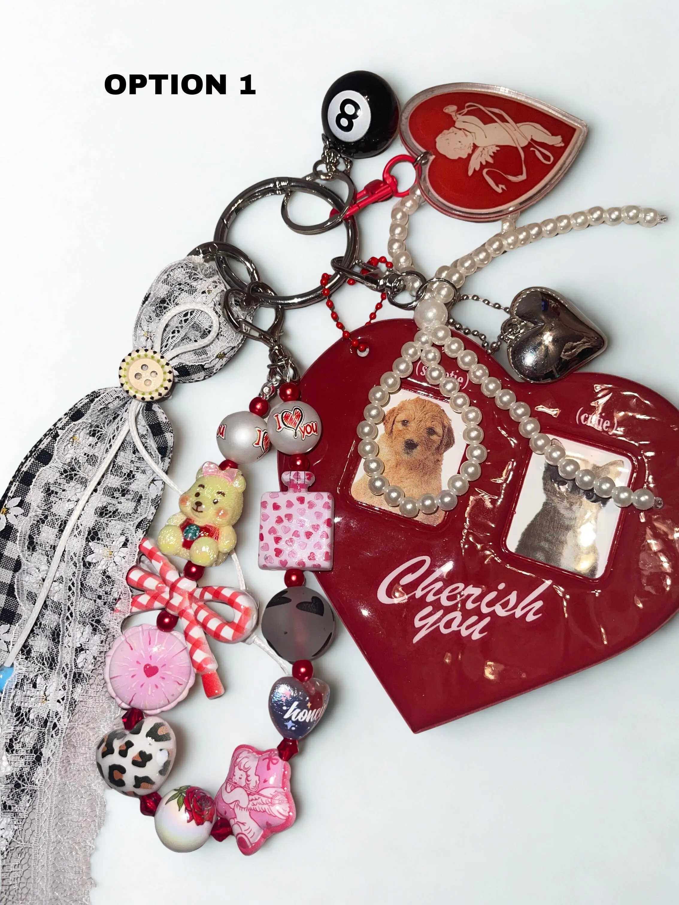 Heart Photo Slot Handmade Bag Charm - Personalized Purse Charm with 2 Photo Slots, Keepsake Handbag Accessory