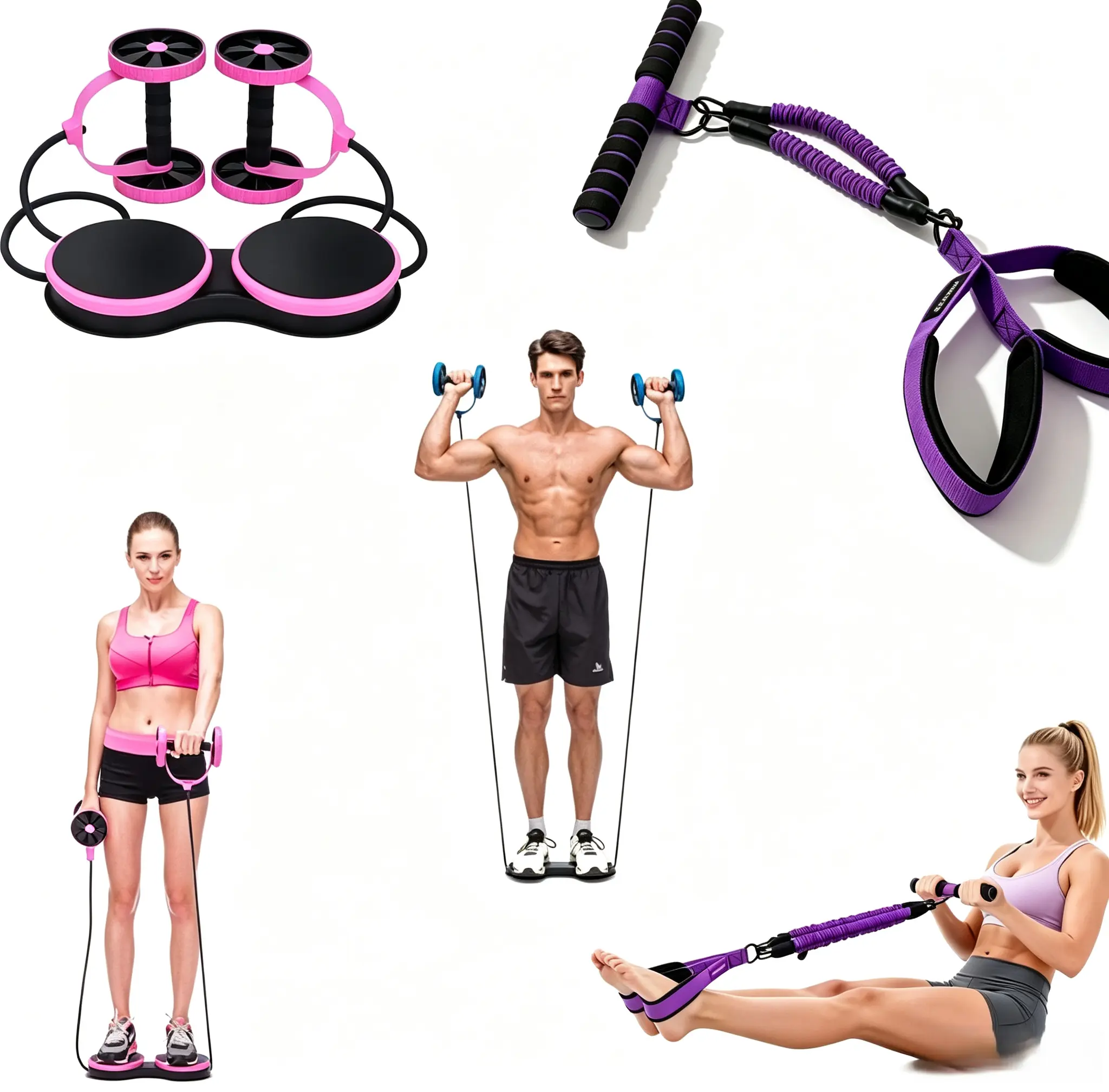 2‑in‑1 Foot Pedal Resistance Trainer & T‑Handle Pull Rope Set, Full Body Strength Training Kit, Portable Home Workout Equipment for Core, Arms, Shoulders, Legs & Glutes, Fitness Exercise Gear for Men Women Beginners