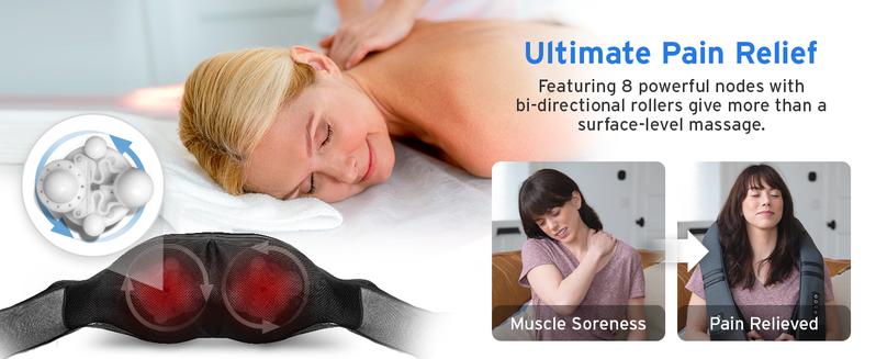 Etekcity Cordless Neck Massager for Pain Relief, Deep Tissue Shiatsu with Heat, Wireless Shoulder & Back Massager, Best Gift for Parents