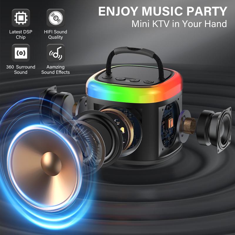 【100% Original】JYX D17 Mini Karaoke Bluetooth Speaker｜Powerful Bass｜Premium Microphone Set｜Portable KTV System