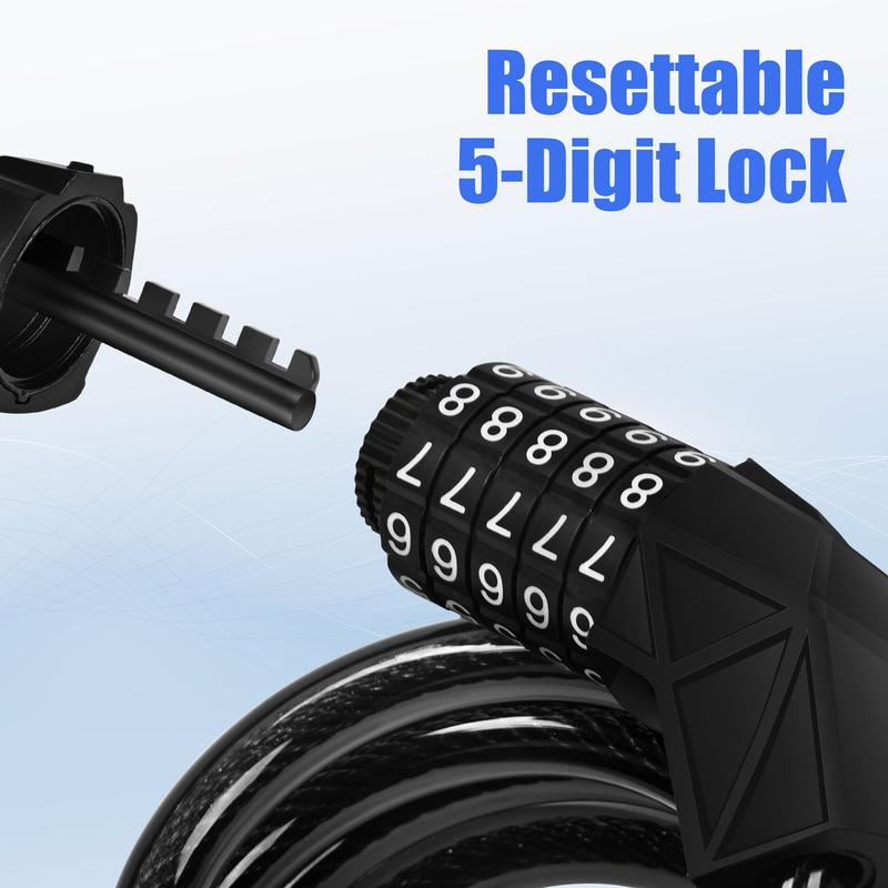 STOP Worrying About Bike Theft! 5-Digit Resettable BikeLock: Heavy-Duty Steel Cable (Tough PU Wrap = NOScratches!)| Anti-Theft Security for Bikes, Scooters, E-Rides & More! Easy to Carry+ Bike Mount Included --Keep Your Gear SAFE Anywhere! STOP Worrying About Bike Theft! 5-Digit Resettable BikeLock: Heavy-Duty Steel Cable (Tough PU Wrap = NOScratches!)| Anti-Theft Security for Bikes, Scooters, E-Rides & More! Easy to Carry+ Bike Mount Included --Keep Your Gear SAFE Anywhere!