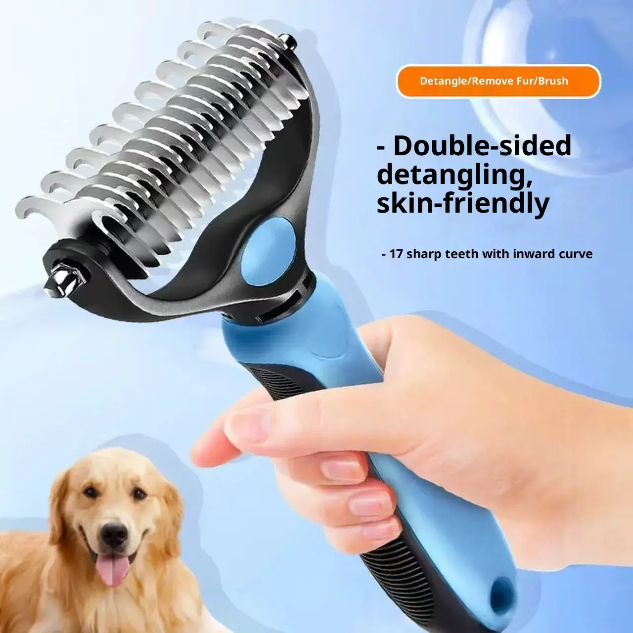 iHubei Double-sided Undercoat Rake, Deshedding Dematting Fur Tool, Undercoat Fur Removal for Dogs & Cats, Extra-Wide Dog Grooming Brush & Deshedder Comb for Long Hair Dogs Deshedder Comb,  Dematting Comb,, Reduces Shedding  up to95%