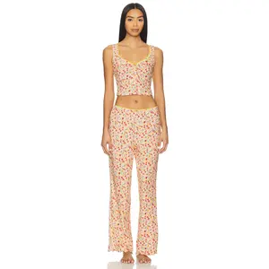 Free People x Intimately Fresh In Love Lounge Set in Pink Chalk Combo