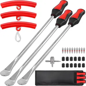 4.5" Tire Spoons Tool Set for Motorcycles Dirt Bike Lawn Mowers Iron Installation,3 Pcs Tire Bar Removal Mounting 10 Pcs Valve Cores,Rim Protector,Valve Ch20262026
