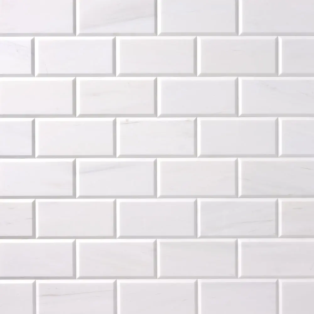 Bianco Dolomite Marble 3x6 Beveled Polished/Honed Subway Tile