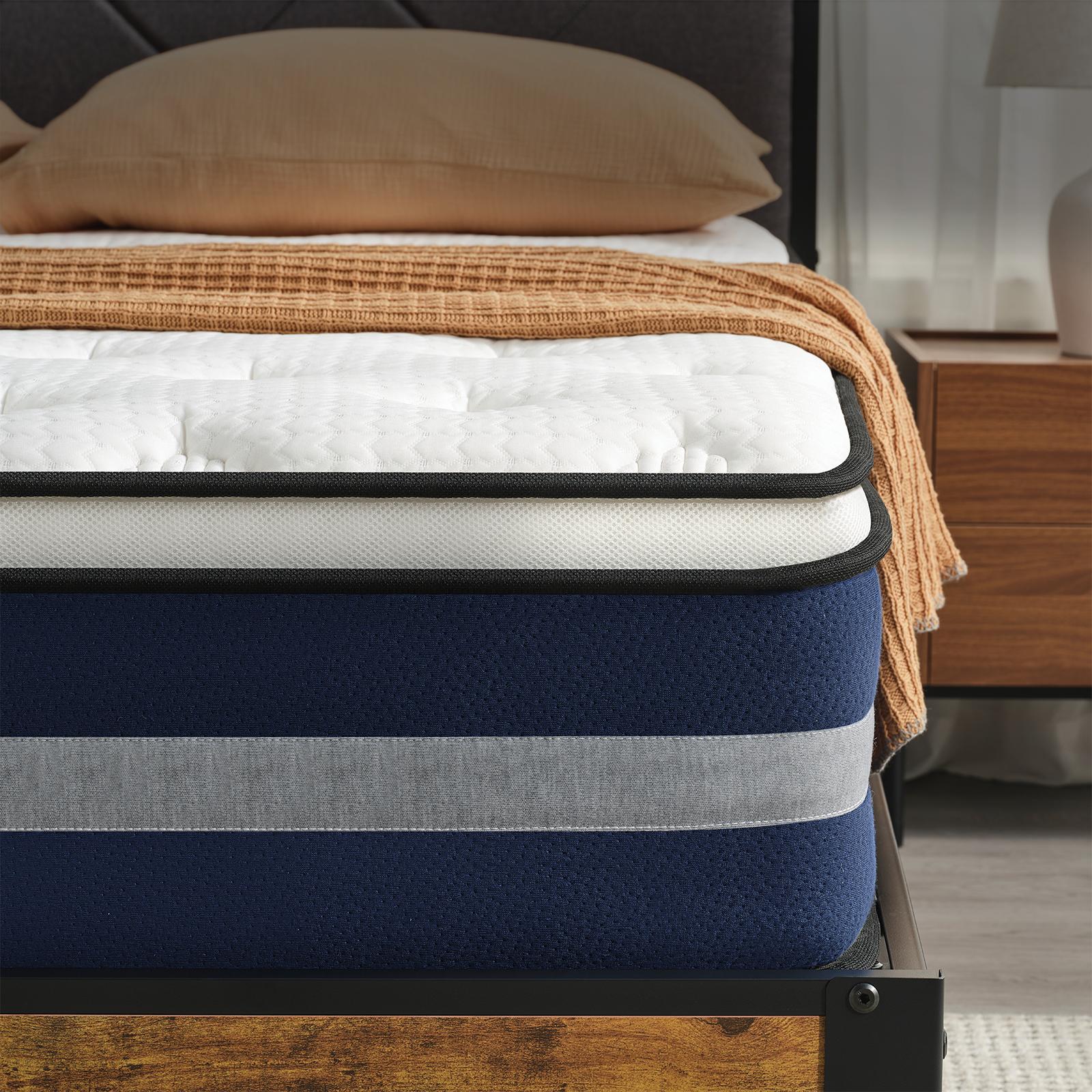 VIZIM Twin & Full & Queen Hybrid Mattress 10&12inch with Pocket Springs & Memory Foam for Cooling Comfort Pressure Relief Easy Setup Long Lasting Quality