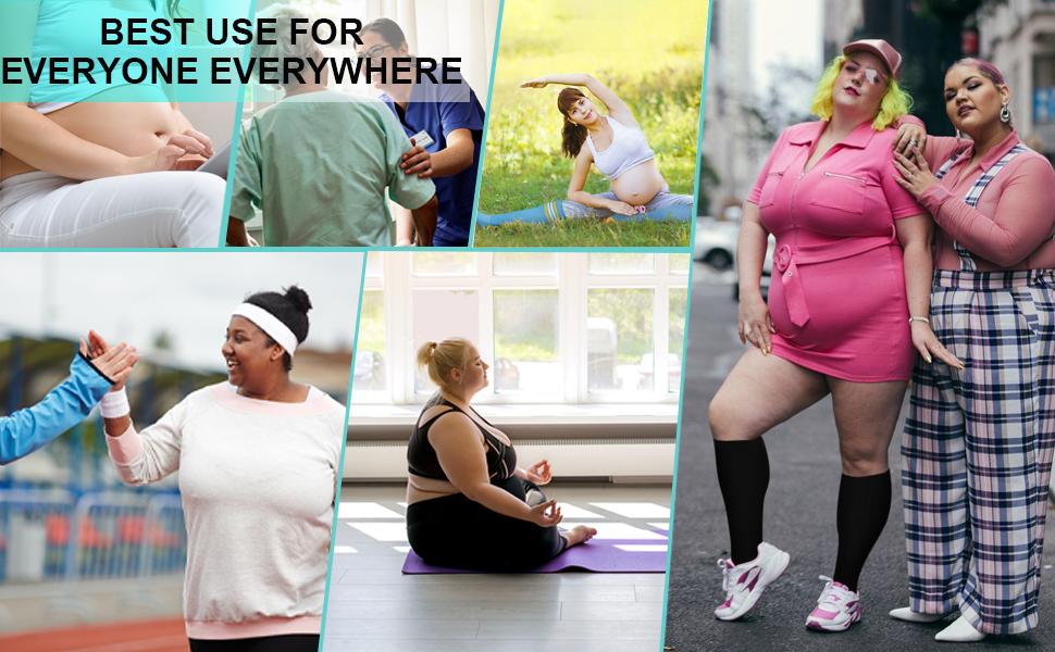 Tinylemon 3 Packs Plus Size Compression Knee High Sports Socks for Women and Men Wide Calf Stockings Breathable