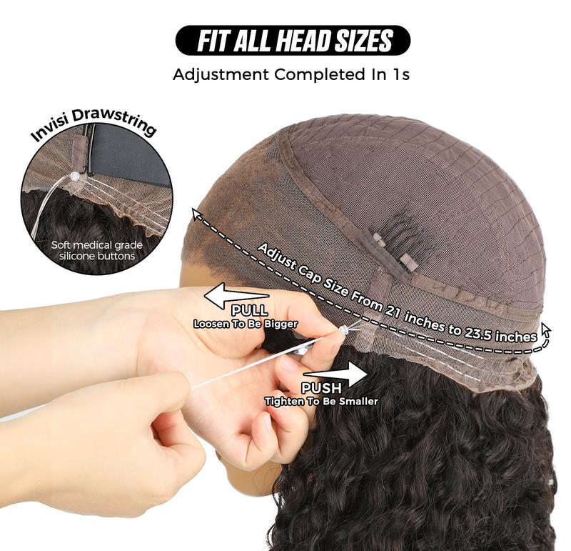 [Alice Live Only]  OQ HAIR Pre-Cut Lace Kinky Straight 360 Full Lace Frontal Glueless Wig With Invisi Drawstring Pre Plucked Human Hair Wig Springtok