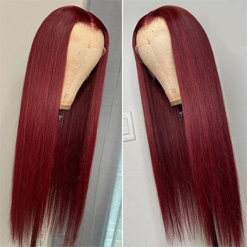 [30Inch for Only $109] Hot Star 27# Honey Blonde Colored Red Color 613# Blonde Color 99J Burgundy Color Ginger Color and P4/27 Highlight Color Human Hair Frontal Wigs Straight 180% 13x6 HD Transparent Lace Front Human Hair Wigs For Women