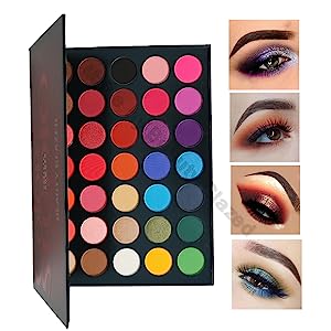 BEAUTY GLAZED 35 Pigmented Eyeshadows , Multi-Finish Matte and Shimmers Makeup , Waterproof Blendable Eye Makeup , Cruelty- Free Makeup Palette