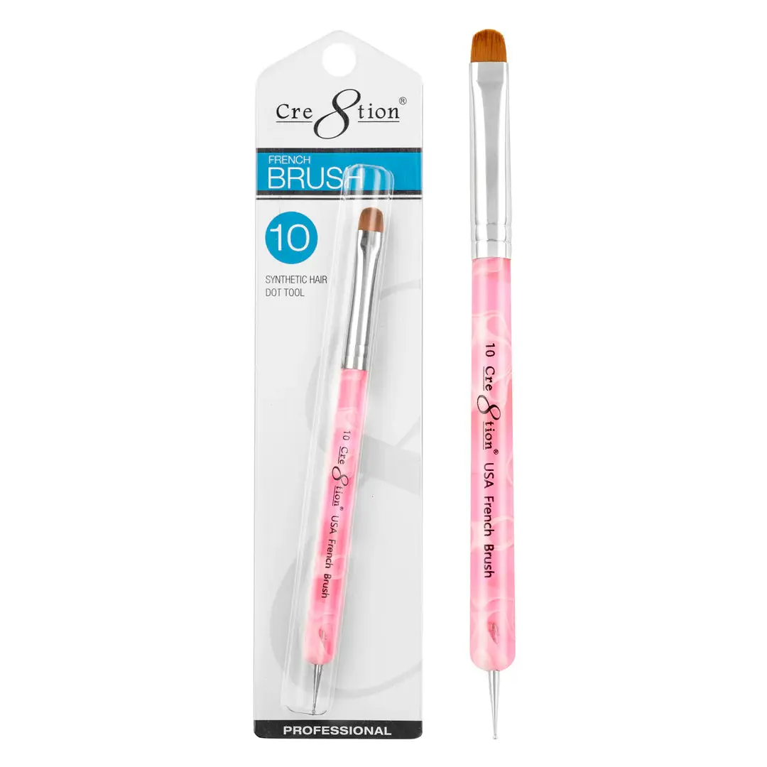 Cre8tion 2-in-1 French Manicure Brush and Dotting Tool, Synthetic Angled Tip, Essential Nail Tool for DIY Nail Art, Nail Tools