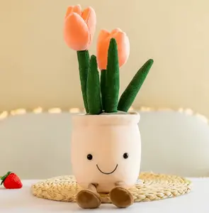 Succulent Flower Tulip Plant Potted Plush Home Decoration
