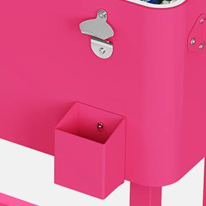 VINGLI 80 Quart Rolling Ice Chest, Portable Patio Party Bar Drink Cooler Cart, with Shelf, Beverage Pool with Bottle Opener