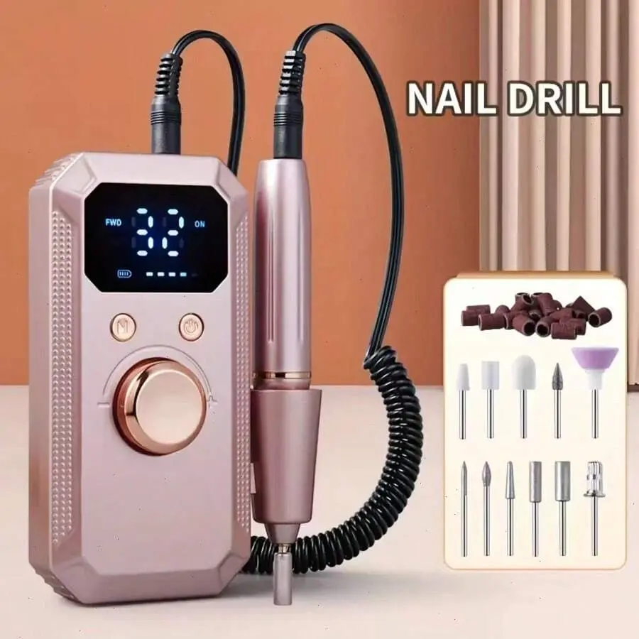 Professional Rechargeable Electric Nail Drill Machine, Portable Cordless Nail File With HD LED Display & 32 Speeds, Manicure Pedicure Kit For Acrylic Gel Nails Polishing Grinding Removing, Ideal Holiday Gift