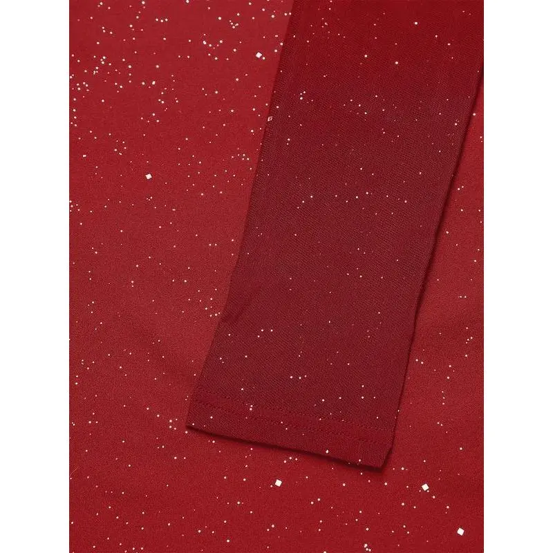 Women's Glitter Contrast Mesh Sheer Sweetheart Neck A Line Dress, Elegant Long Sleeve Mini Dress for Party Club Dating Wear, Women's Dress for Spring & Fall(gift) Fit Formal Women's Glitter Contrast Mesh Sheer Sweetheart Neck A Line Dress, Elegant Long Sleeve Mini Dress for Party Club Dating Wear, Women's Dress for Spring & Fall(gift) Fit Formal