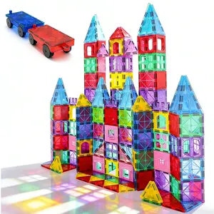 【Upgraded Antibacterial 】Magnetic Tiles - 106 PCS Magnet Building Tiles with 2 Cars for Kids, Inhibits Bacterial Growth for Safe Play, 3D STEM Educational Construction Blocks Early Learning  Puzzle toys Parenting Game Goodies"