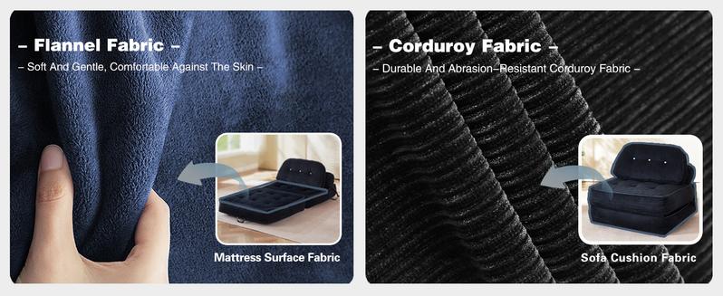 【Valentine’s Day Gift】 63.77" Boneless Foldable Sofa Bed by Neslako, Cloud Couch Sleeper Sofa with High Resilience Memory Foam, Removable Corduroy Cover, One Touch Folding Design, No Assembly