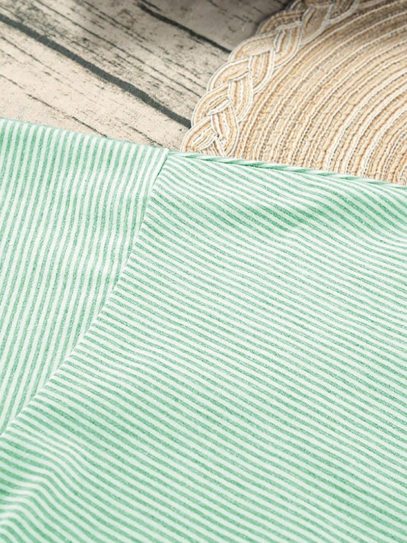 Two-piece set Simple Four Seasons Spring and Summer Contrast Stripes Casual Loose Knit Short Sleeves Tops Side Slits Shorts Home Clothes Set Suitable for Home Use Silk Satin Lace Pajama Set pajamas Striped Beach organic fabric