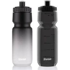 Squeeze Water Bottle 24oz, 2Pack Bike Water Bottle Leak Proof BPA Free for All Fitness and Cycling Fast Flow Valve