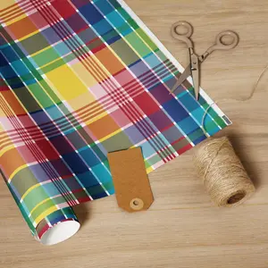 Virgin Islands Madras Wrapping Paper Roll | Caribbean Gift Wrap | Vibrant Cultural Packaging