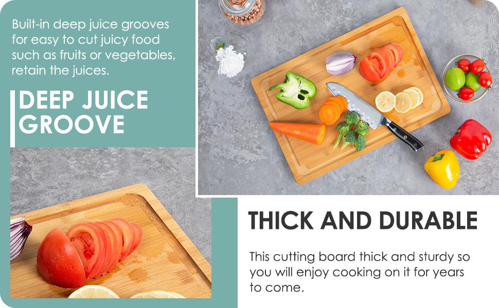 [Mom's Pick]Extra Large Kikcoin Bamboo Cutting Board with Handle,Stovetop Cover,Juice Groove,Wooden Chopping Board,Serving Tray,Cutting Board Table Kitchen Knives Kitchenware Oil
