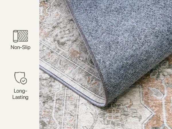 GENIMO No-Wash, Easy Care Spill-Resistant Area Rugs, Machine Washable Stain & Oil Resistant Non Slip Vintage Rugs, Family & Pet Friendly Carpet for Bedroom, Dining Room, Kitchen, Living Room