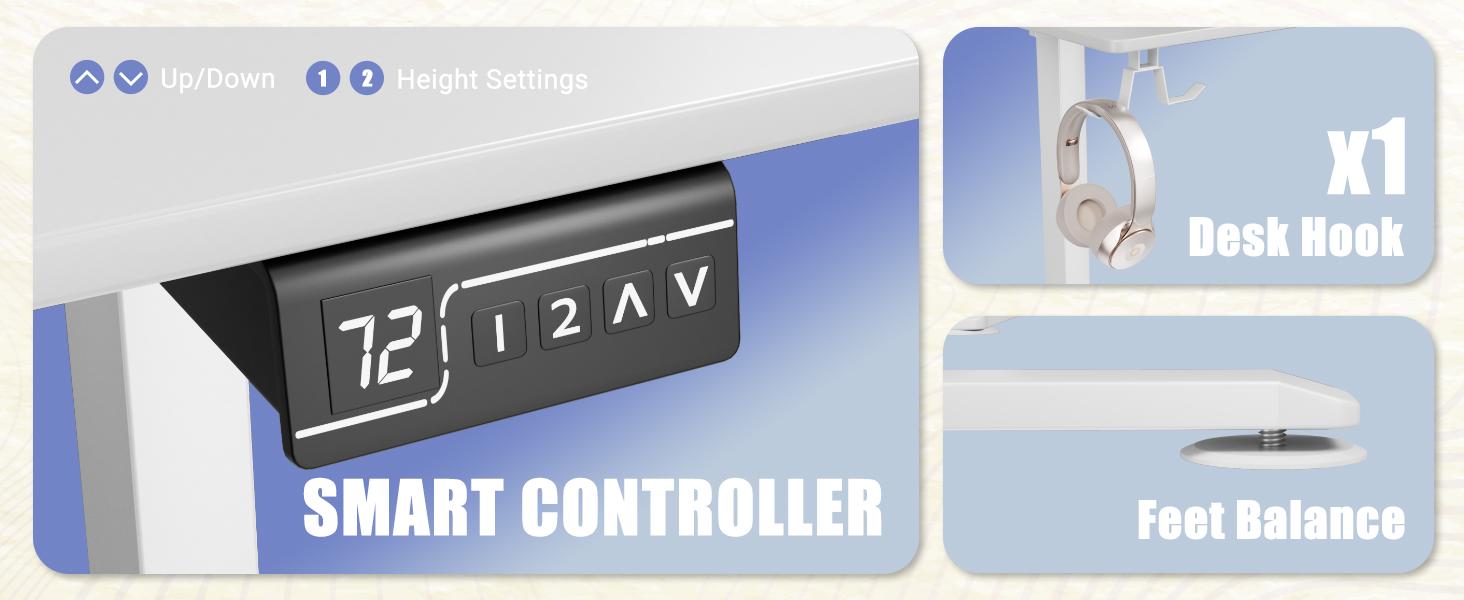 Furmax L Shaped Standing Desk Adjustable Corner Stand up Desk 63 x 55 Inch Electric Standing Computer Workstation with Preset Heights 63 x 55 Inch gaming desk Organized Headphone Hook