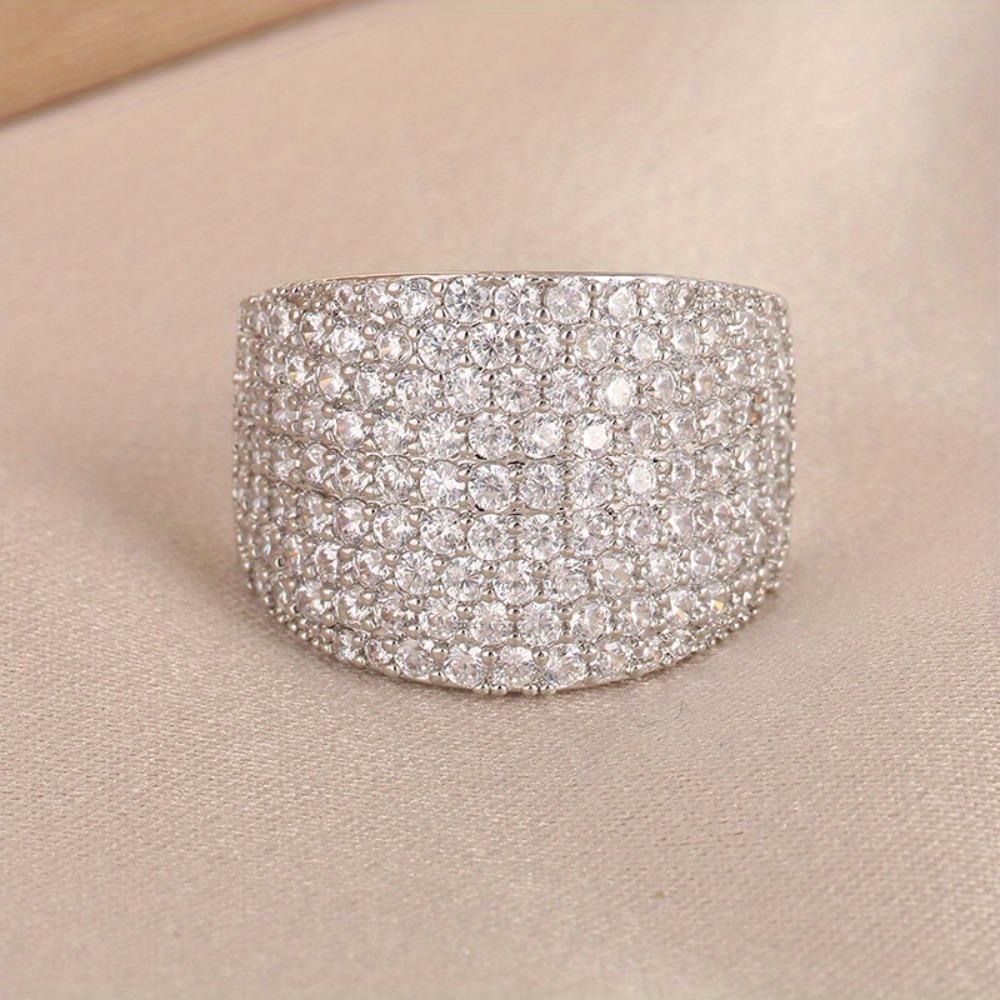1 Piece Women's Wide Band Statement Ring with Dazzling Synthetic Zirconia Suitable for Proposal Engagement Wedding Daily Party Valentine's Day Christmas Unisex Fashion Accessory