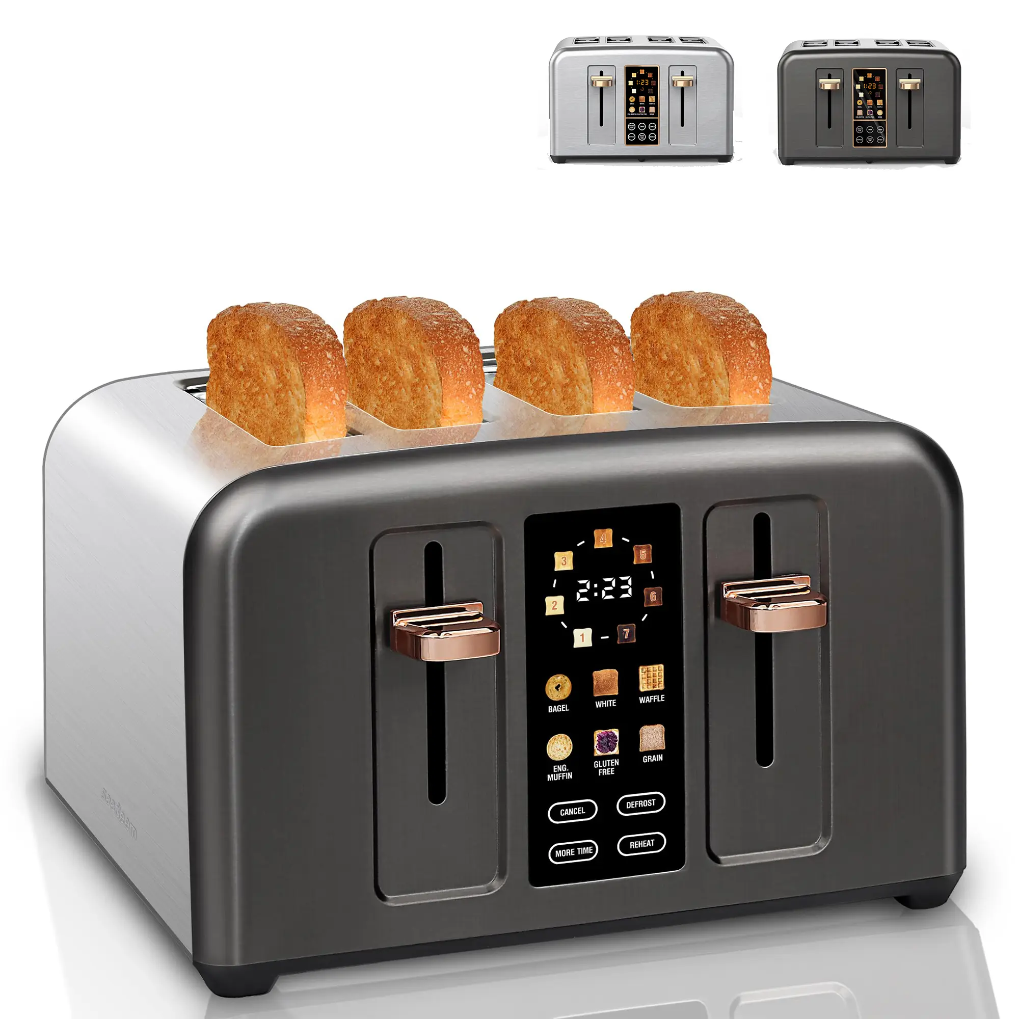 Toaster 4 Slice, Stainless Toaster & Touch Control, LCD Display, 6 ...