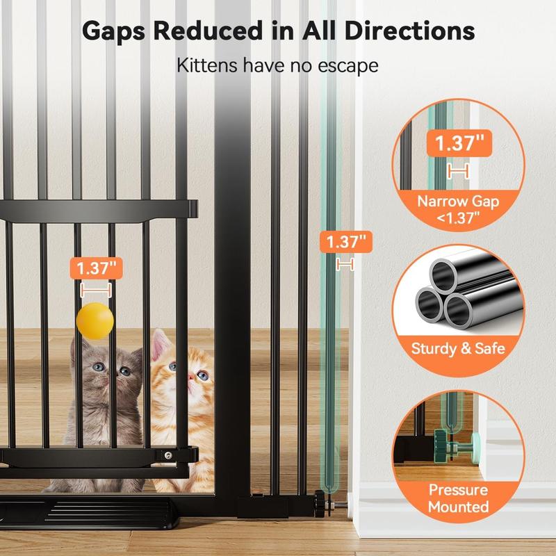COMOMY 55.1" Extra Tall Pet Gate for Cats, 29.5-40.6" Extra Wide Cat Gate with Adjustable Cat Door, Pressure Mounted Easy Walk Through Pet Gate with Door for Stairs, Doorways, Kitchen Safety Fences, Valentine's Day
