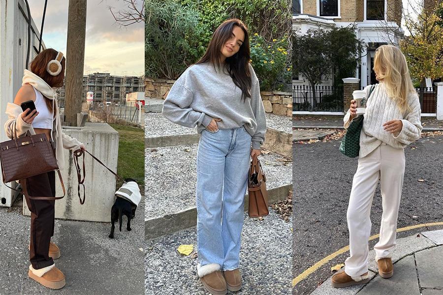 EVELLYHOOTD Women's Chestnut Genuine Leather Platform Slippers with White Fur Lining Non-Slip With TPR Sole Casual Winter Outdoor Shoes for Everyday Use