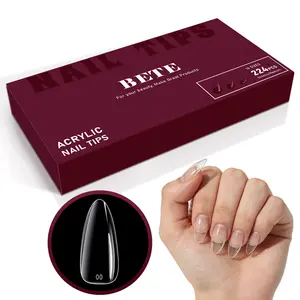 BETE  Stiletto Nail Tips-544Pcs 16 Sizes with 5 Half-Sizes, Clear Acrylic Full Cover, Pre-Shaped Strong, Extra Thick Press on Nails for DIY Manicure at Home & Salon