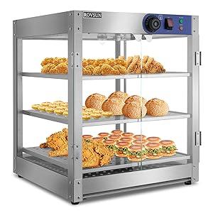 ROVSUN 2/3-Tier Food Warmer, 800W Commercial Food Warmer Display Electric Countertop Food Pizza Warmer with LED Lighting Removable Shelves Glass Door, Pastry Display Case for Buffet Restaurant 110V ROVSUN 2/3-Tier Food Warmer, 800W Commercial Food Warmer Display Electric Countertop Food Pizza Warmer with LED Lighting Removable Shelves Glass Door, Pastry Display Case for Buffet Restaurant 110V