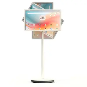 2026 New style 32 Inch Smart Portable TV on Wheels,FHD Touch-Screen-Monitor,Wireless RollableTV, 8G RAM,128G Storage,Built-in 6-8H Battery,Android 13,Full Swivel Rotation,Remote Control (Grey) HD Tablet