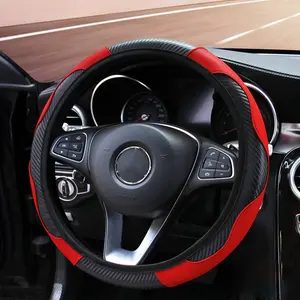 Non-Slip Enhanced Grip Steering Wheel Cover Textured Microfiber Leather with Cooling Holes Fit for Most Cars Anti-Sweat Heat-Resistant Design 14.56-14.96 Inches Diameter