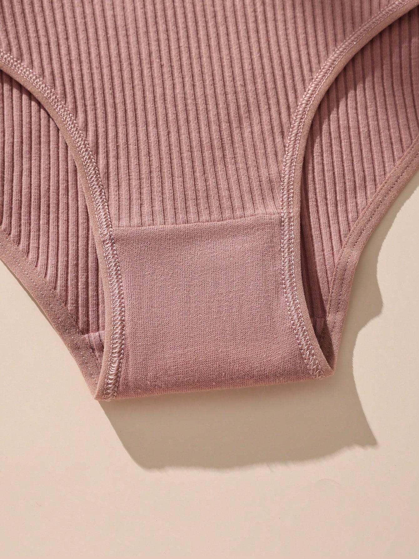 Hotcom FallFreshness 13 Pack Ladies' Panties Pure Cotton Thread Breathable Vertical Striped Texture Feel Full Cotton Mid-Waist Briefs Ribboned for Everyday Wear in Assorted Colors Women's Basic Minimalist Style