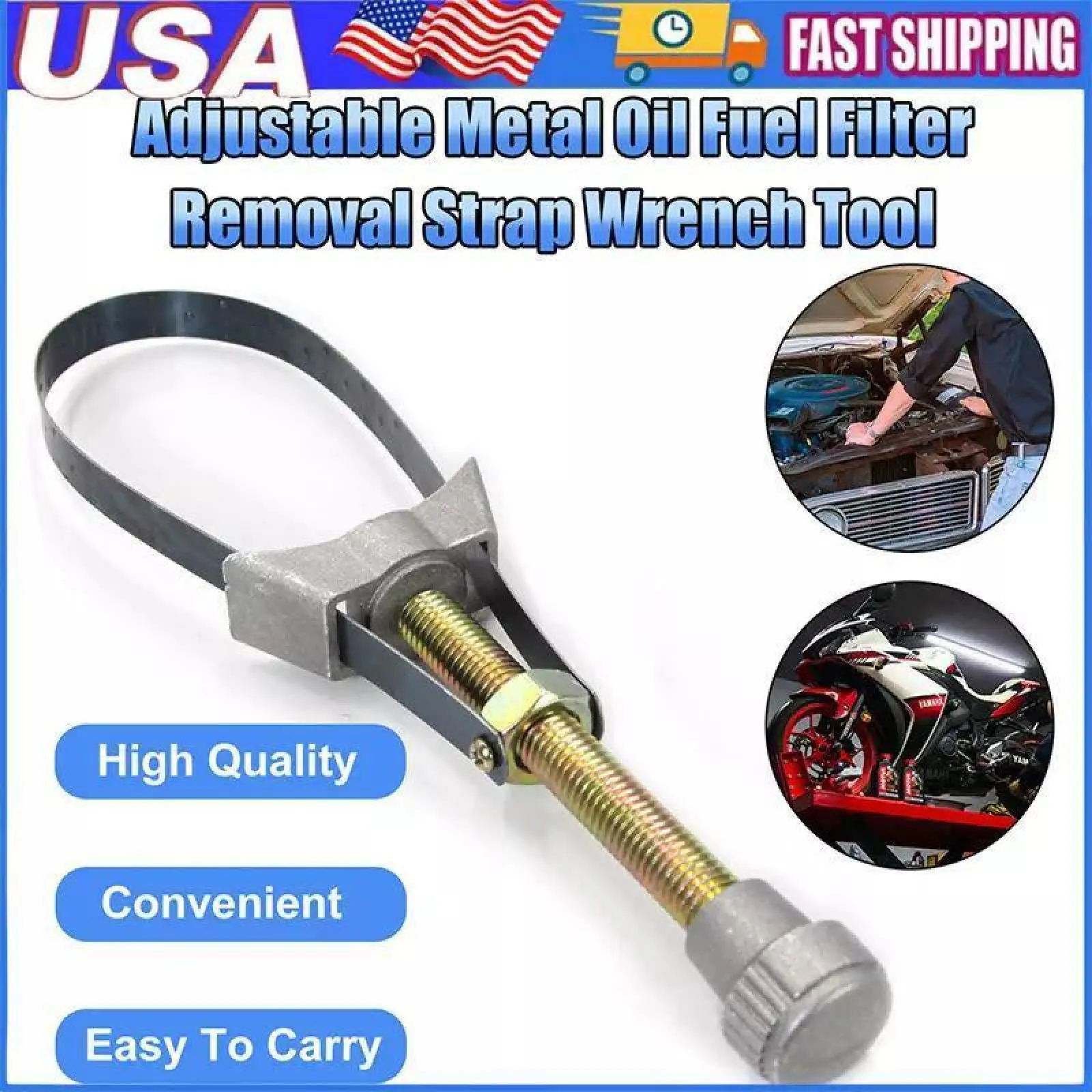 Adjustable-Diameter Oil Filter Removal Strap Wrench, High-Quality Mechanic Hand Tools, Easy-to-Carry Car Repair Wrenches for Automotive Maintenance Filter Disassembly
