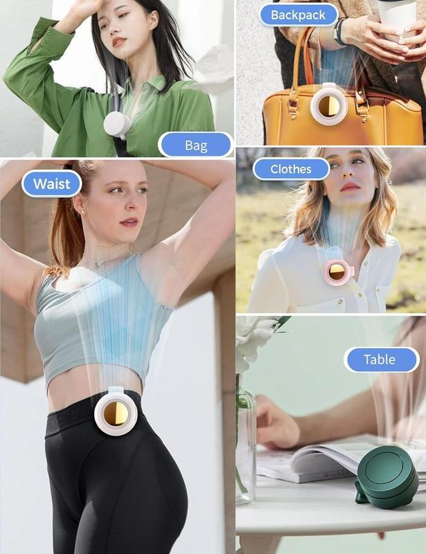 Portable Silent Mini Bladeless Electric Fan,Adjustable 3-speed Suspended Waist Fans,Phone Cooling Fan,Personal Fan,Rotating BodyFan Suitable for Outdoor Travel,fathersdaygift,rechargeable personal fan,handheld turbo fan,Perfect Gift